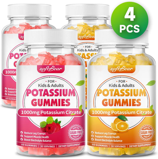 High Potency Potassium Citrate Gummies 1000mg - 240 Count for Leg Cramps and Muscle Health - Sugar Free Adult Supplement