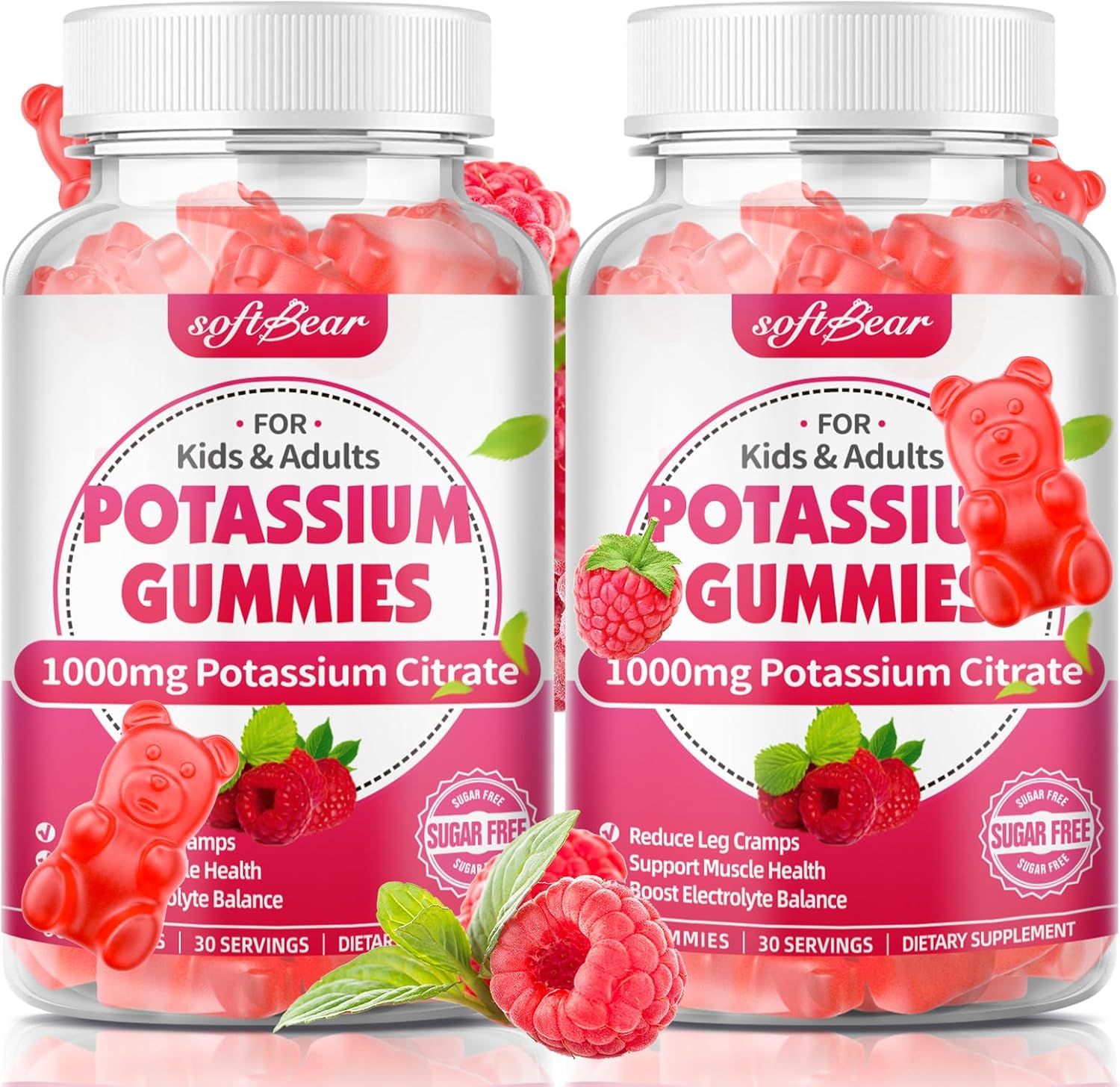 High Potency Potassium Citrate Gummies 1000mg - 240 Count for Leg Cramps and Muscle Health - Sugar Free Adult Supplement
