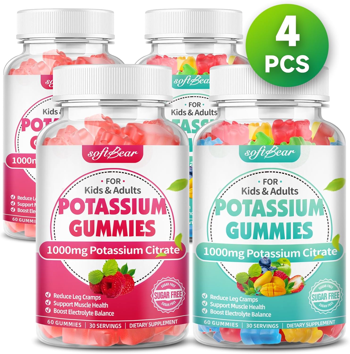 High Potency Potassium Citrate Gummies for Leg Cramps & Muscle Health - 240 Count