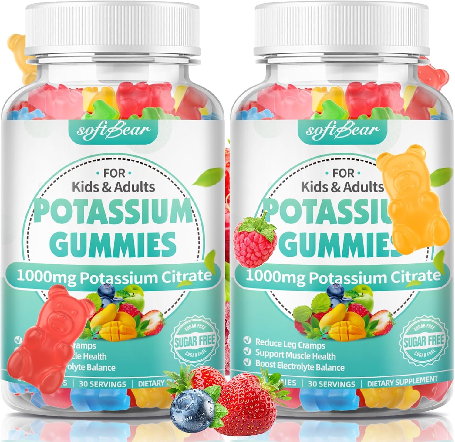 High Potency Potassium Citrate Gummies for Leg Cramps & Muscle Health - 240 Count