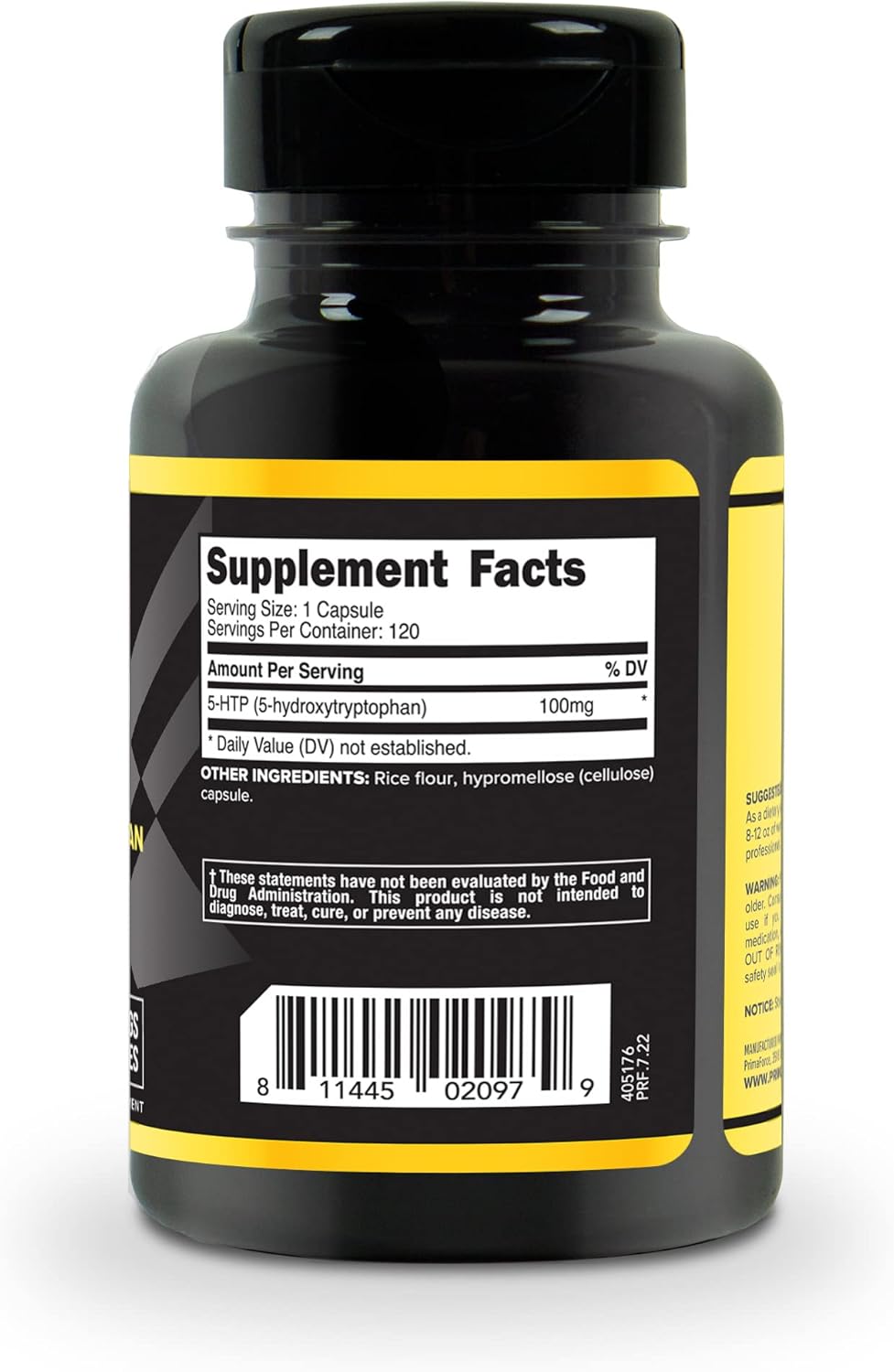 High Potency Primaforce 5-HTP Supplement - 120 Capsules, 100mg Per Serving