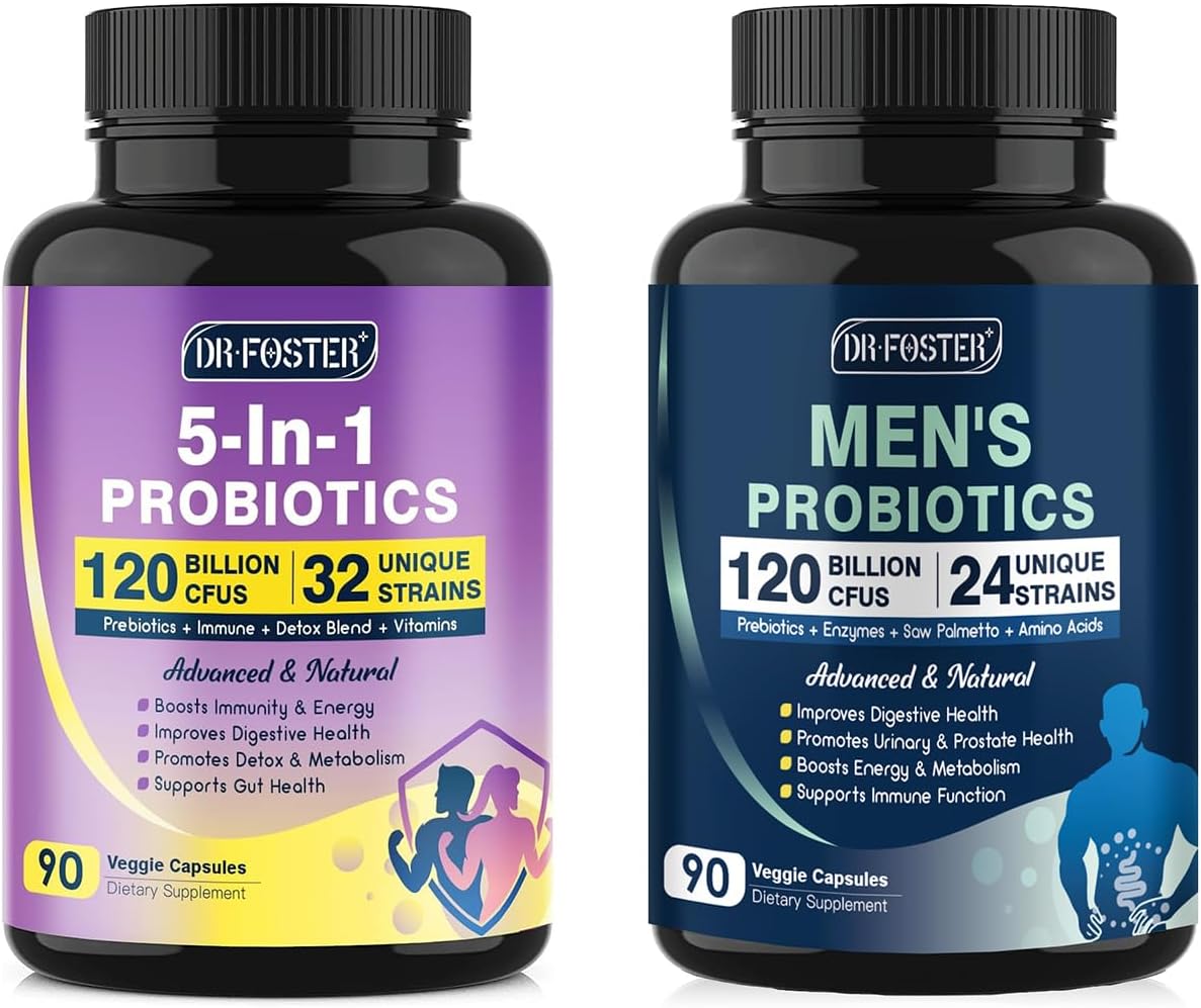 High Potency Probiotic Supplement for Digestive Health - 120 Billion CFUs for Men & Women