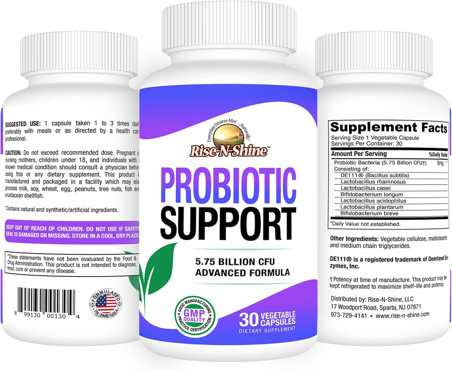High Potency Probiotic Supplement for Women and Men - 5.75 Billion CFU with 7 Strains - 30 Capsules