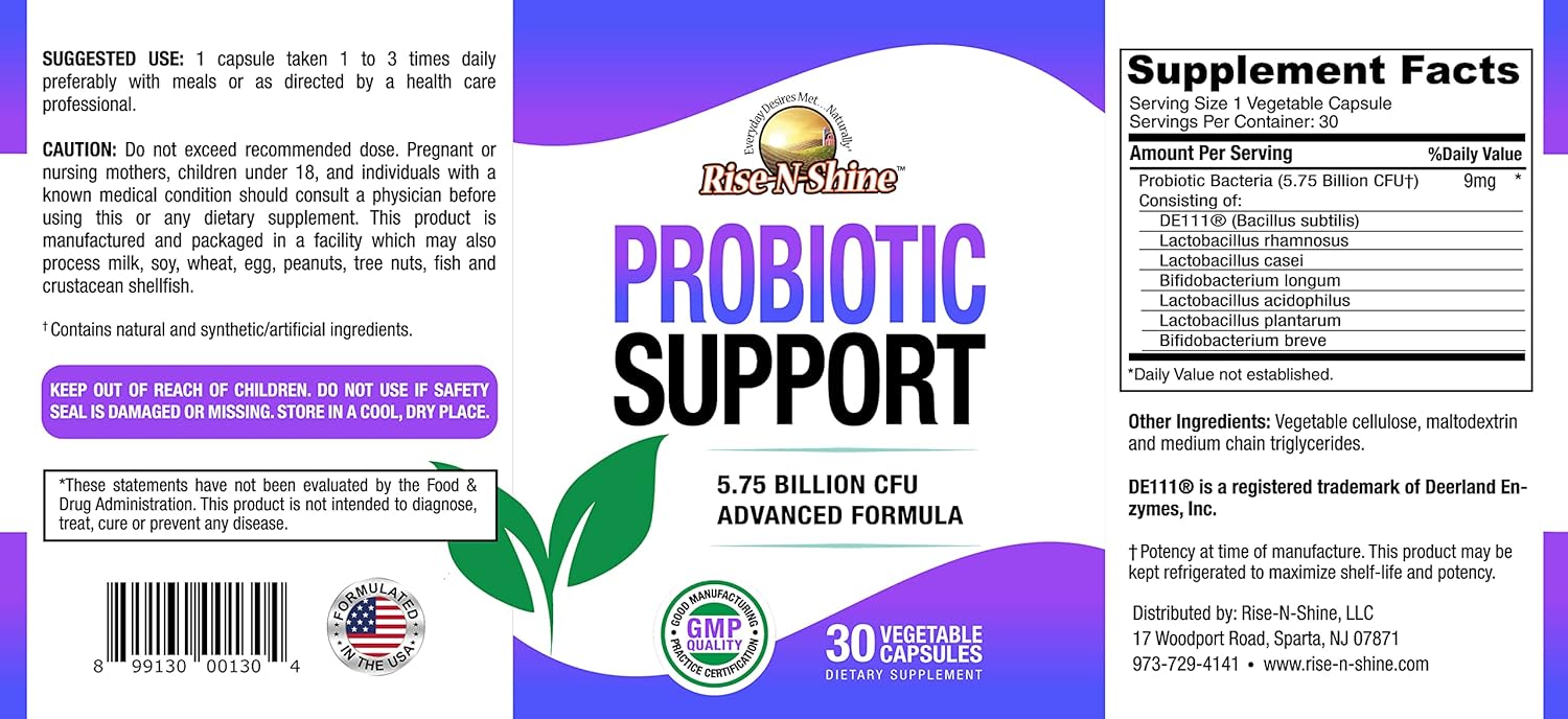 High Potency Probiotic Supplement for Women and Men - 5.75 Billion CFU with 7 Strains - 30 Capsules