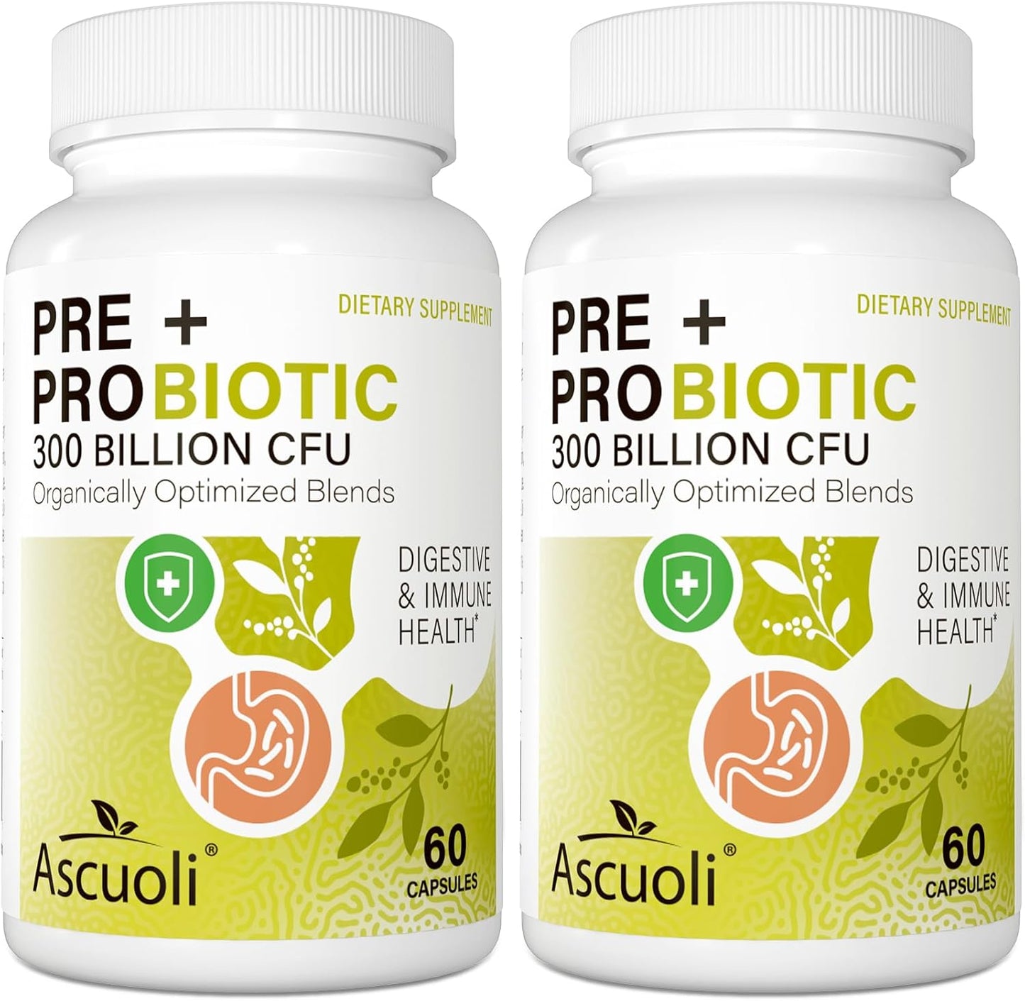 High-Potency Probiotic Supplement with Prebiotics for Digestive Health - 300 Billion CFU, 22 Strains, 15 Organic Herbs - 120 Capsules