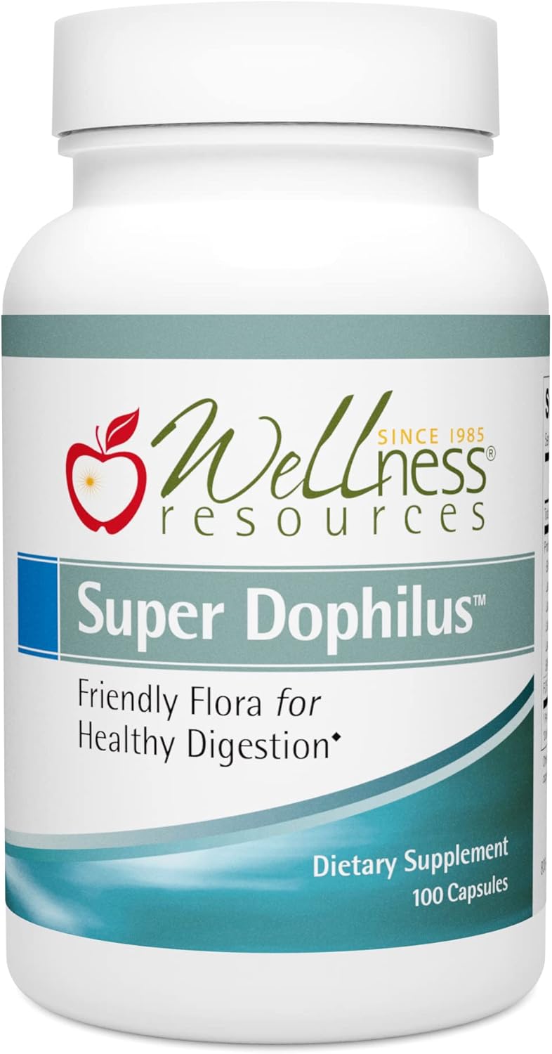 High Potency Probiotic with Six Strains for Digestive Health - Wellness Resources Super Dophilus (100 Capsules)