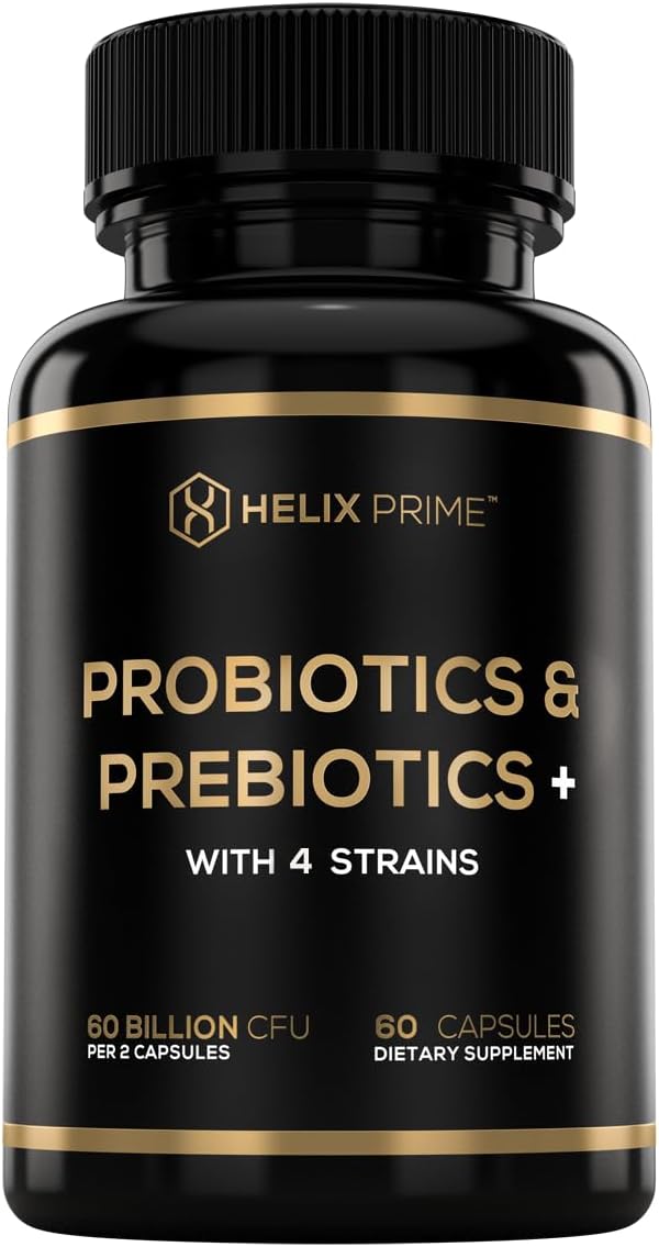 High-Potency Probiotics & Prebiotics 60 Billion CFU for Women and Men - Lactobacillus Acidophilus, Bifidobacterium Lactis - Made in USA