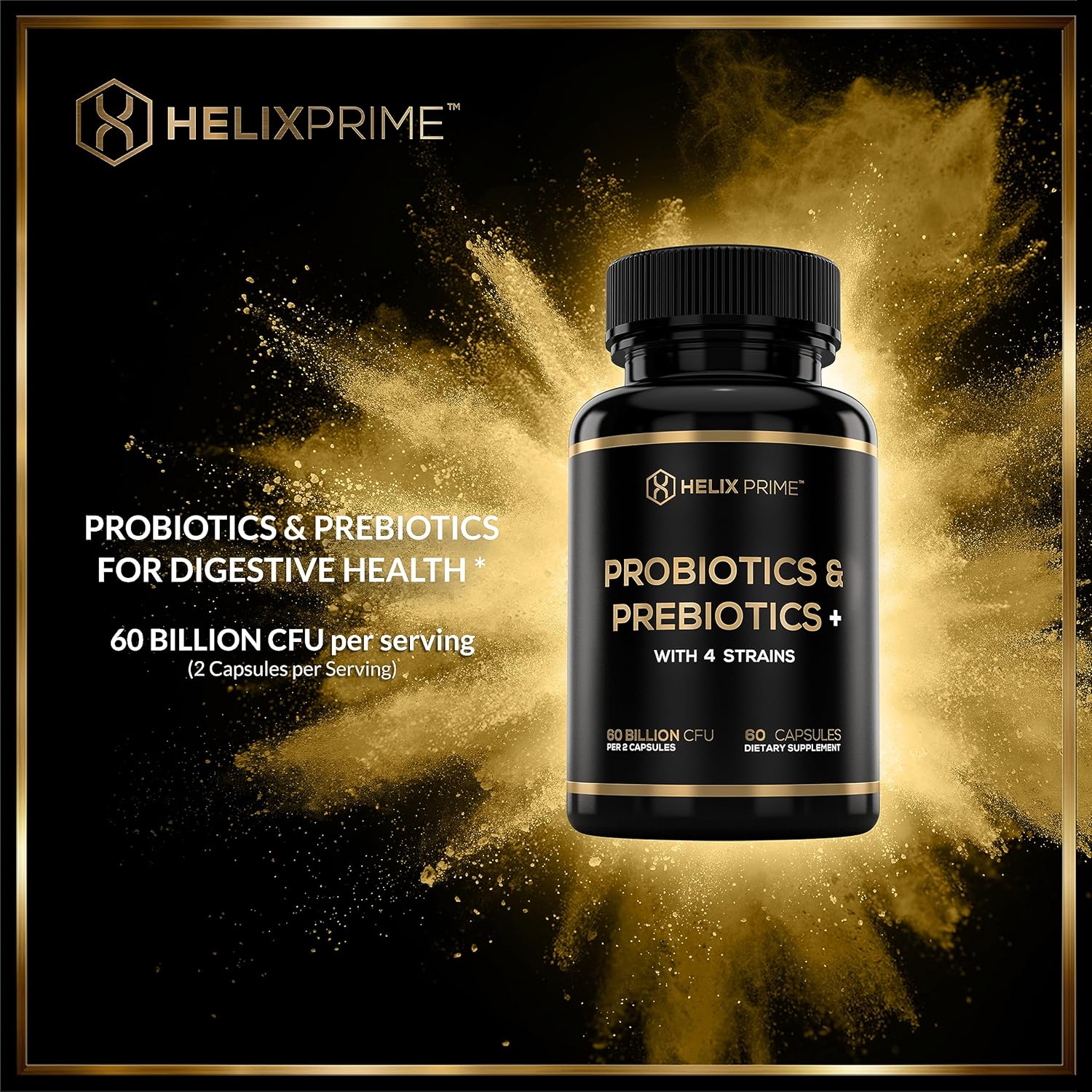 High-Potency Probiotics & Prebiotics 60 Billion CFU for Women and Men - Lactobacillus Acidophilus, Bifidobacterium Lactis - Made in USA