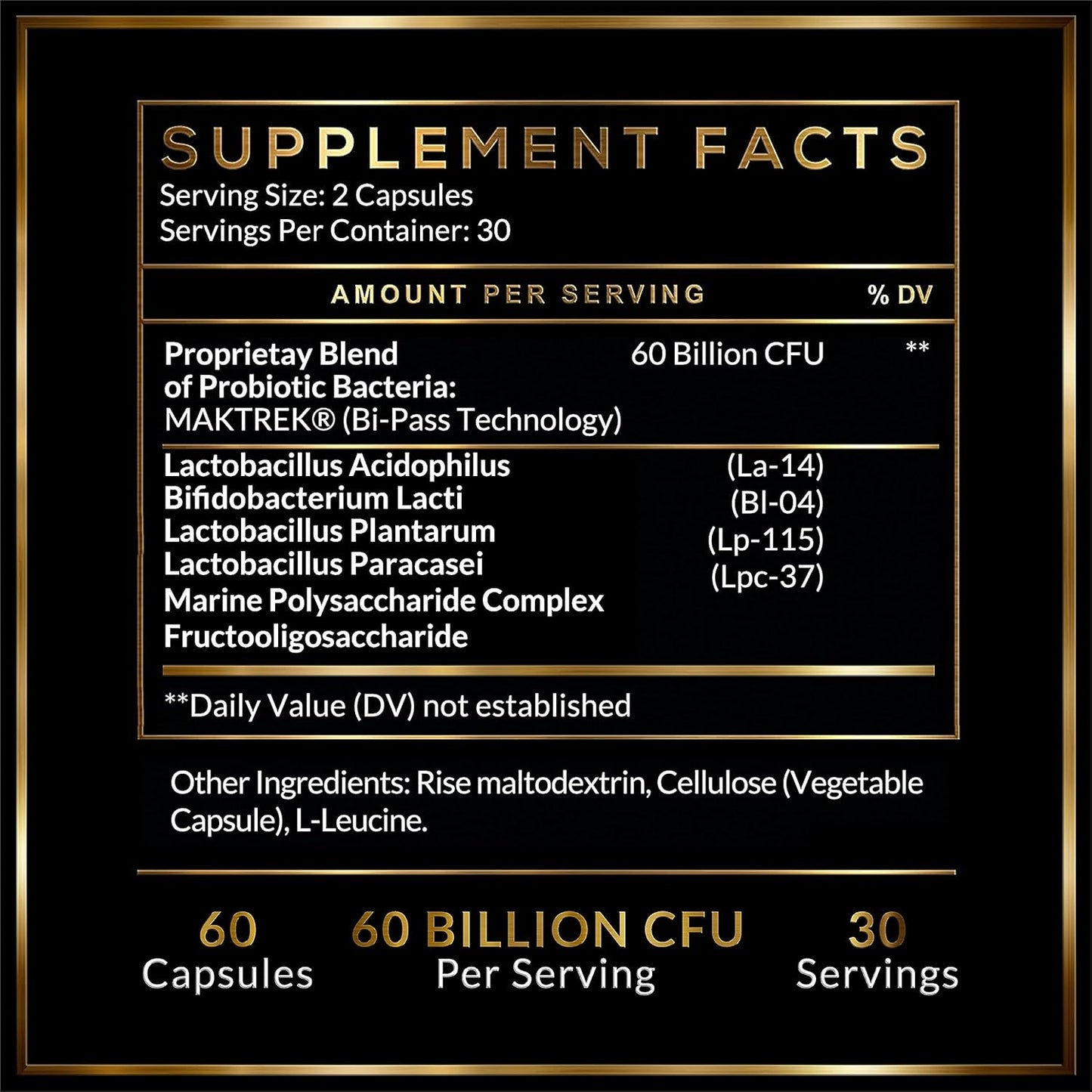 High-Potency Probiotics & Prebiotics 60 Billion CFU for Women and Men - Lactobacillus Acidophilus, Bifidobacterium Lactis - Made in USA