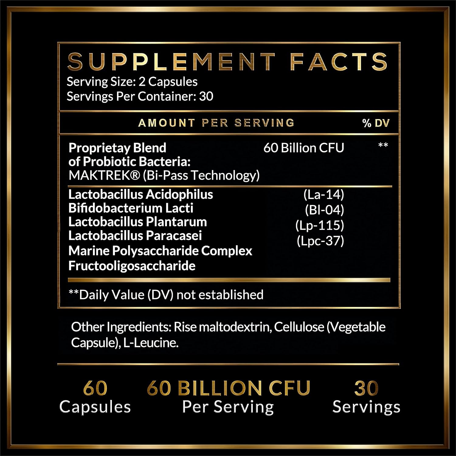 High-Potency Probiotics & Prebiotics 60 Billion CFU for Women and Men - Lactobacillus Acidophilus, Bifidobacterium Lactis - Made in USA