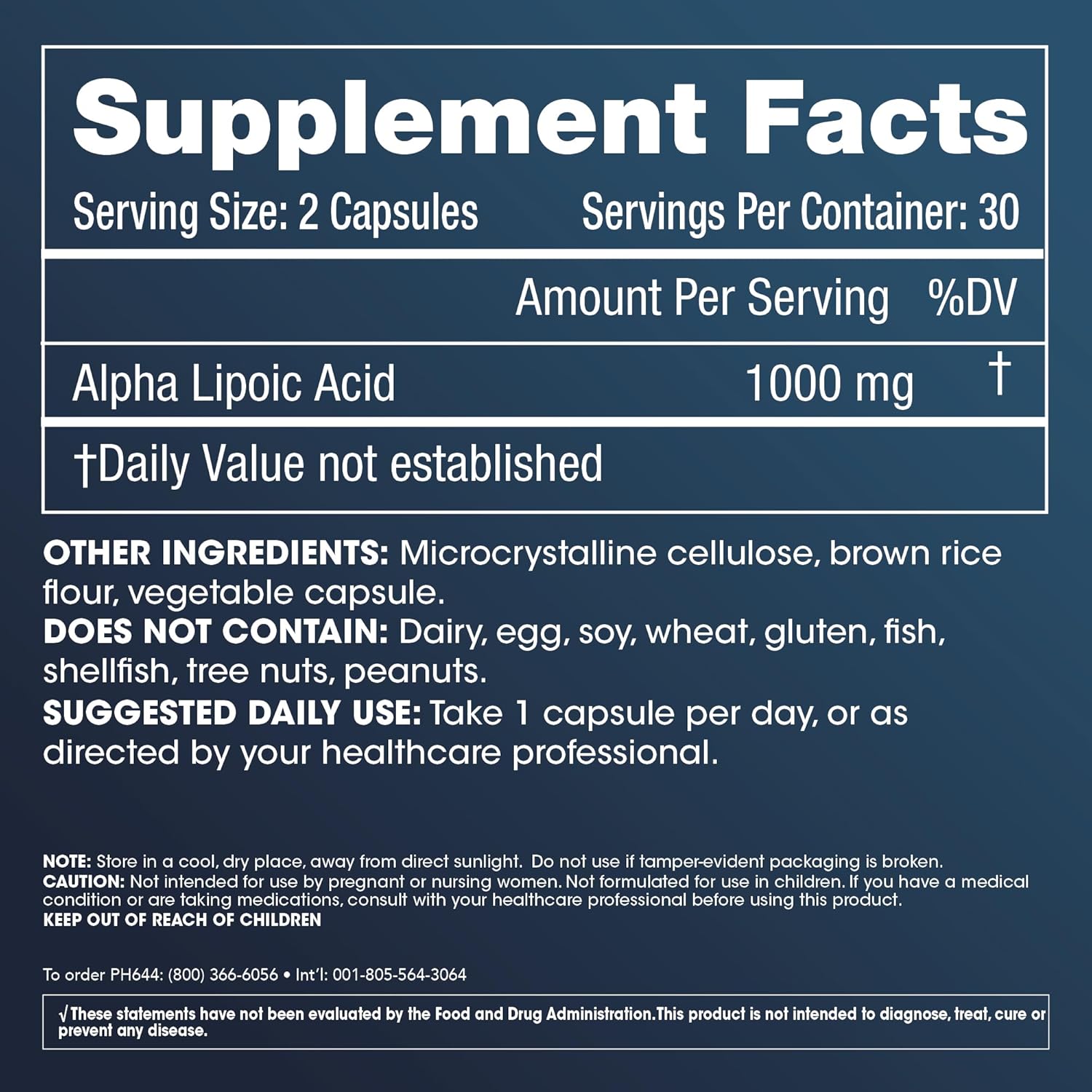 High Potency ProHealth Alpha Lipoic Acid 1000mg for Metabolism, Skin, & Energy - Supports Heart, Brain, & Liver Health - 30 Servings