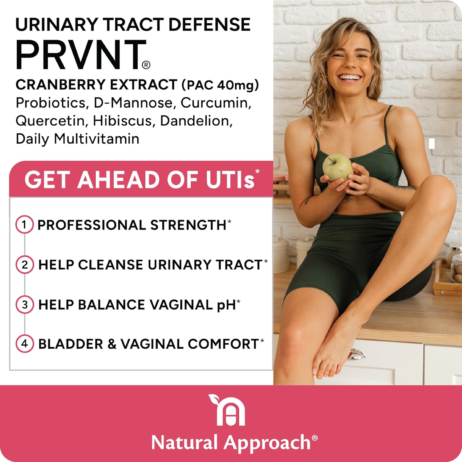 High Potency PRVNT 40mg PAC Plus D-Mannose & Probiotics | Cranberry Pills for UTI Health | Powerful Defense & Cleansing Support | 60 Capsules