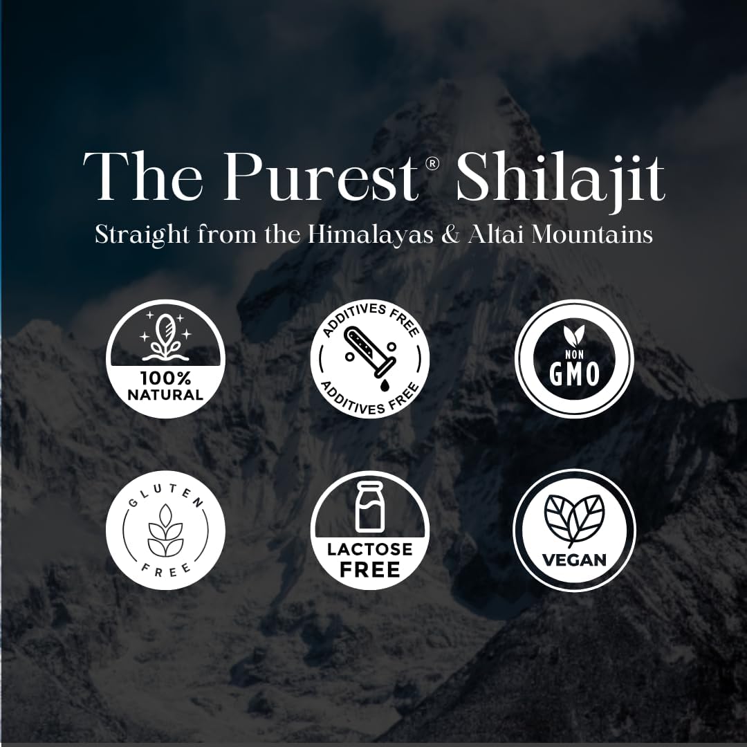 High Potency Pure Himalayan Shilajit Resin with 85+ Minerals, Fulvic Acid - Energy & Immune Support for Men & Women - 3rd Party Lab Tested - 115g