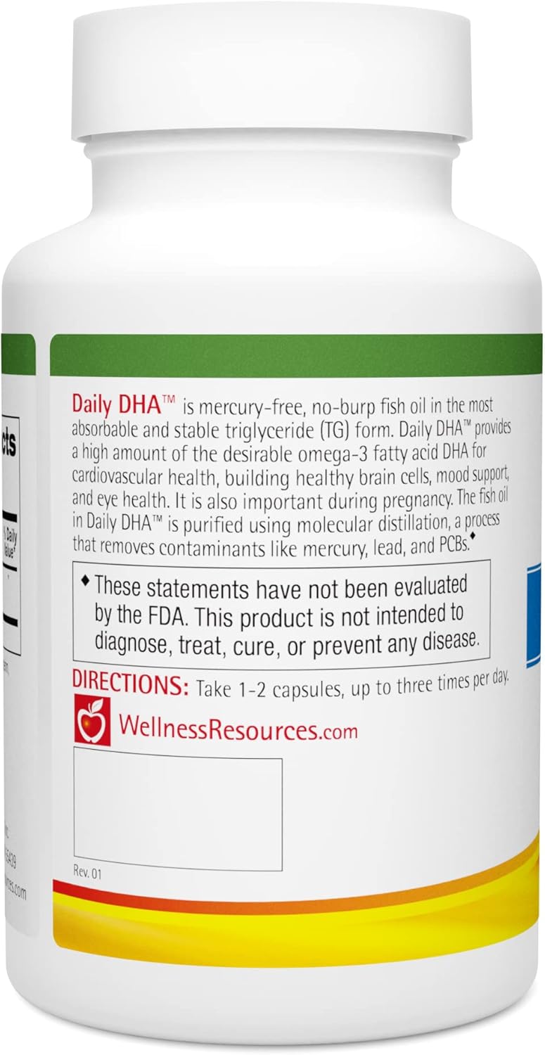 High Potency & Purity Daily DHA Fish Oil in TG Form - 90 Capsules for Wellness Support