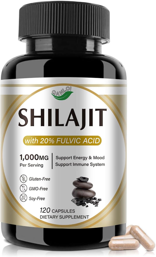 High Potency QANLOI Shilajit Capsules for Men - 1000mg Per Serving (120 Capsules)