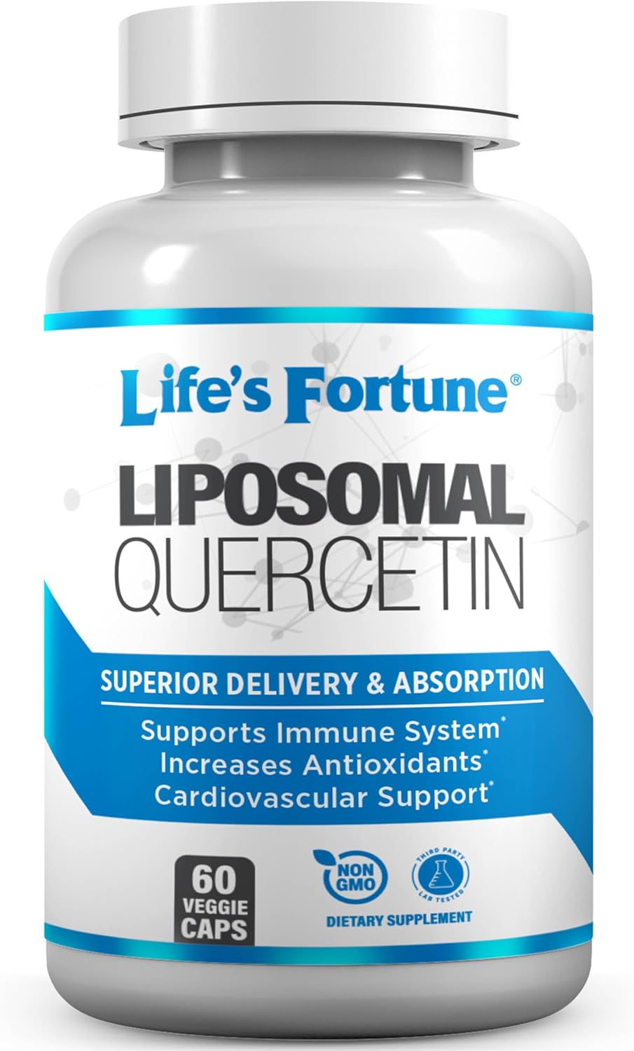 High Potency Quercetin 250 mg Liposomal Flavonoid Supplement for Immune Support - Non GMO, Plant-Based, Gluten Free - 60 Caps