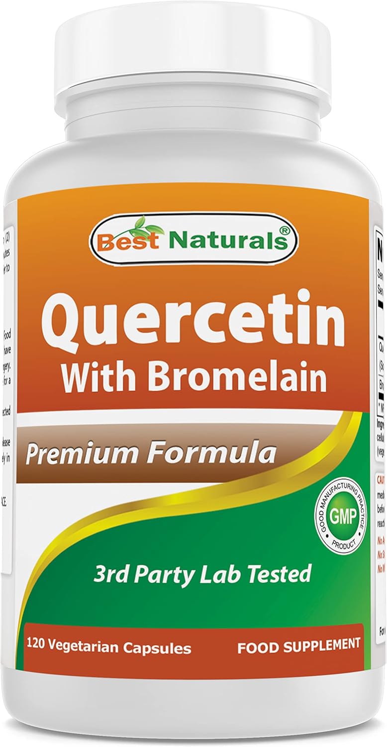 High Potency Quercetin with Bromelain Capsules - 800mg Quercetin & 165mg Bromelain (2400 GDU/g) - 120 Veg Caps