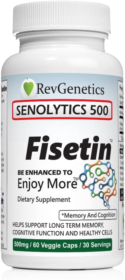 High-Potency REVGENETICS SENOLYTICS Fisetin Supplement - 500 mg Dose for Cellular Health