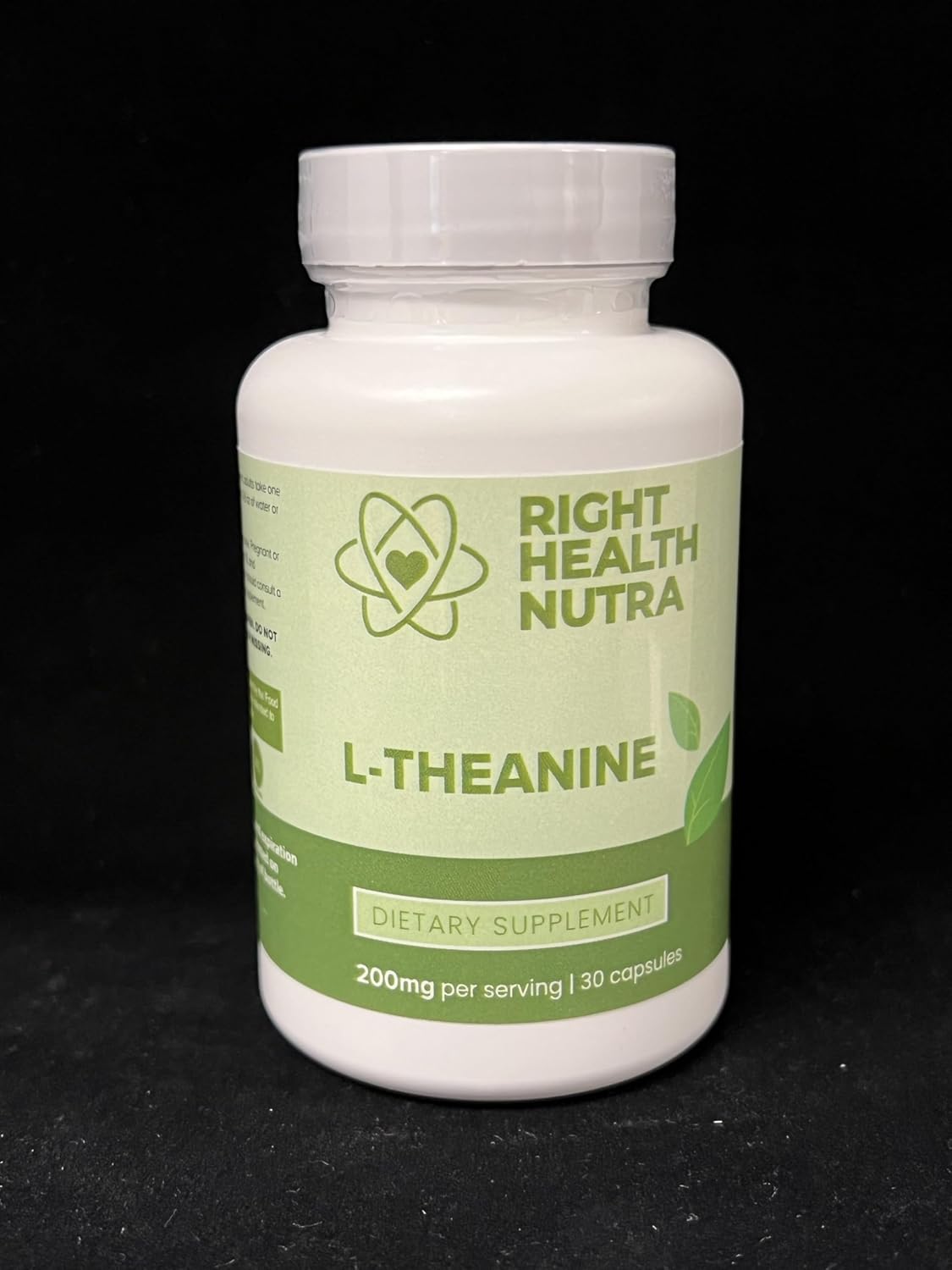 High Potency Right Health Nutra L-Theanine Capsules - 200mg, 30 Count - Premium L Theanine Supplement with Double Strength Formula