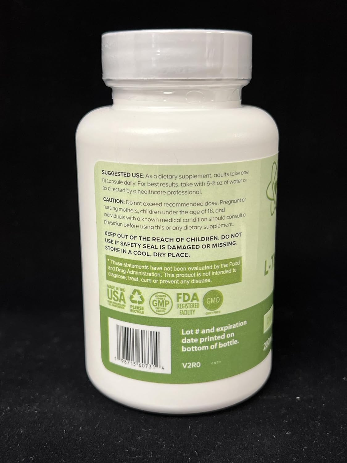 High Potency Right Health Nutra L-Theanine Capsules - 200mg, 30 Count - Premium L Theanine Supplement with Double Strength Formula