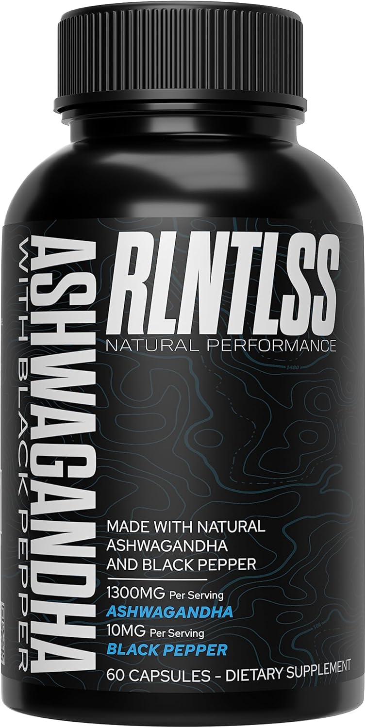 High Potency RLNTLSS ASHWAGANDHA Plus Supplement with Black Pepper Extract - Natural Performance Boost, 1300mg Per Serving - Vegan Capsules for Maximum Absorption - Premium Quality, Made in USA (60 Count)