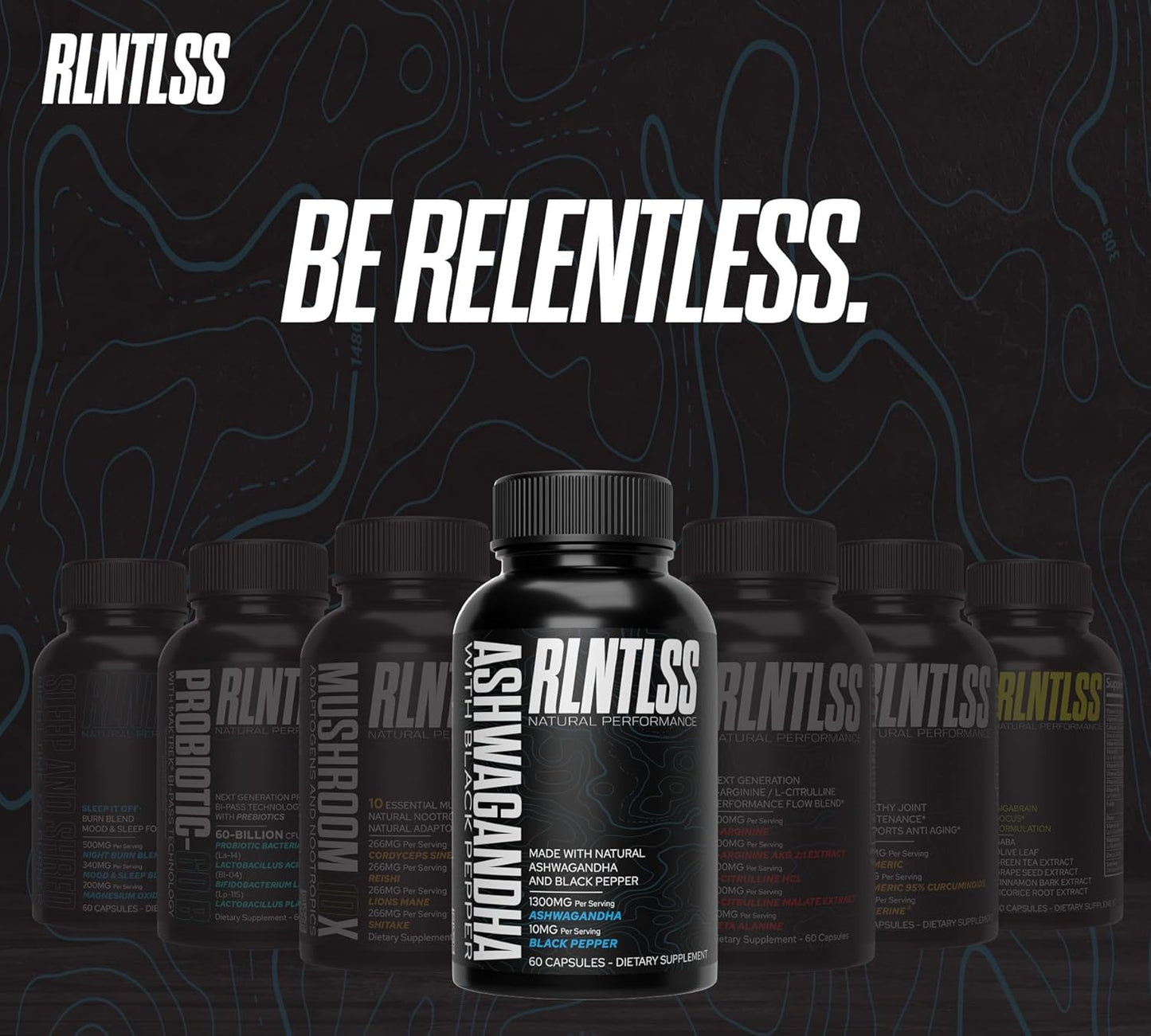 High Potency RLNTLSS ASHWAGANDHA Plus Supplement with Black Pepper Extract - Natural Performance Boost, 1300mg Per Serving - Vegan Capsules for Maximum Absorption - Premium Quality, Made in USA (60 Count)