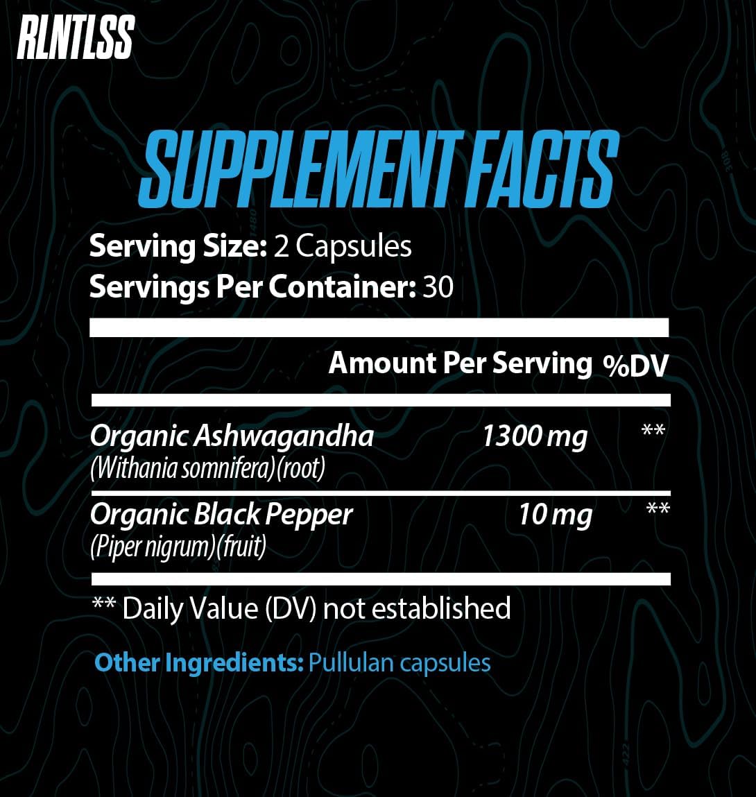 High Potency RLNTLSS ASHWAGANDHA Plus Supplement with Black Pepper Extract - Natural Performance Boost, 1300mg Per Serving - Vegan Capsules for Maximum Absorption - Premium Quality, Made in USA (60 Count)