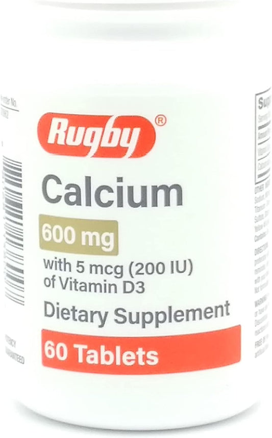 High Potency Rugby Laboratories Calcium 600 mg Supplement with Vitamin D3 - 60 Tablets