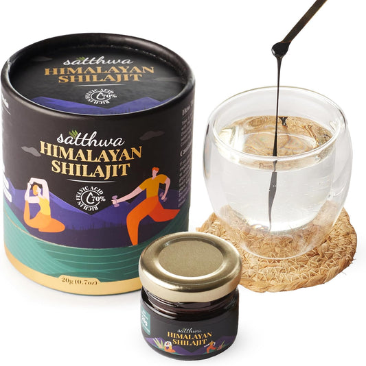 High Potency Satthwa Pure Himalayan Shilajit Resin for Men & Women - 85+ Trace Minerals - 75% + Fulvic Acid - Lab Tested - 50 Servings