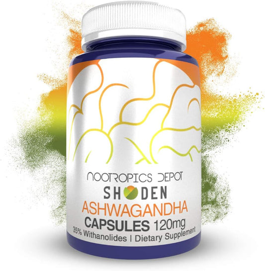 High Potency Shoden Ashwagandha Capsules | 120mg | 90 Count | 35% Withanolides by Nootropics Depot