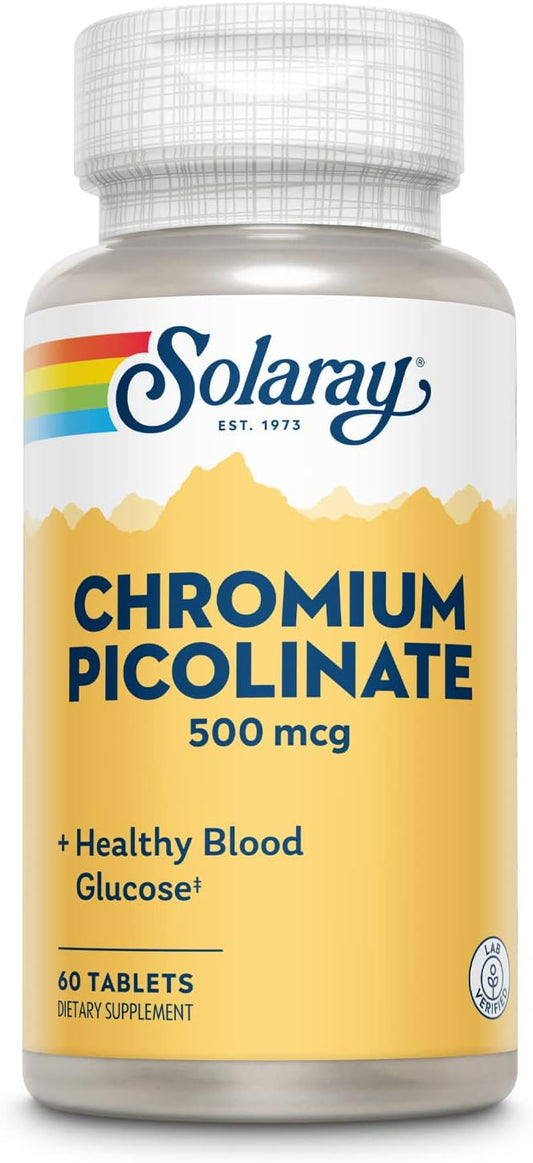 High Potency Solaray Chromium Picolinate Tablets - 500 mcg | 60 Tablets