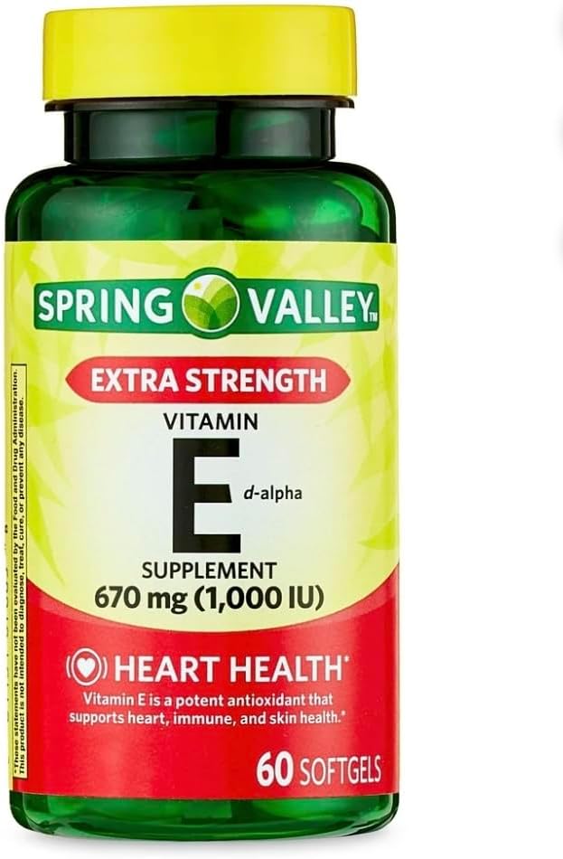 High Potency Spring Valley Vitamin E D-Alpha Softgels, 670mg (1,000IU), 60ct