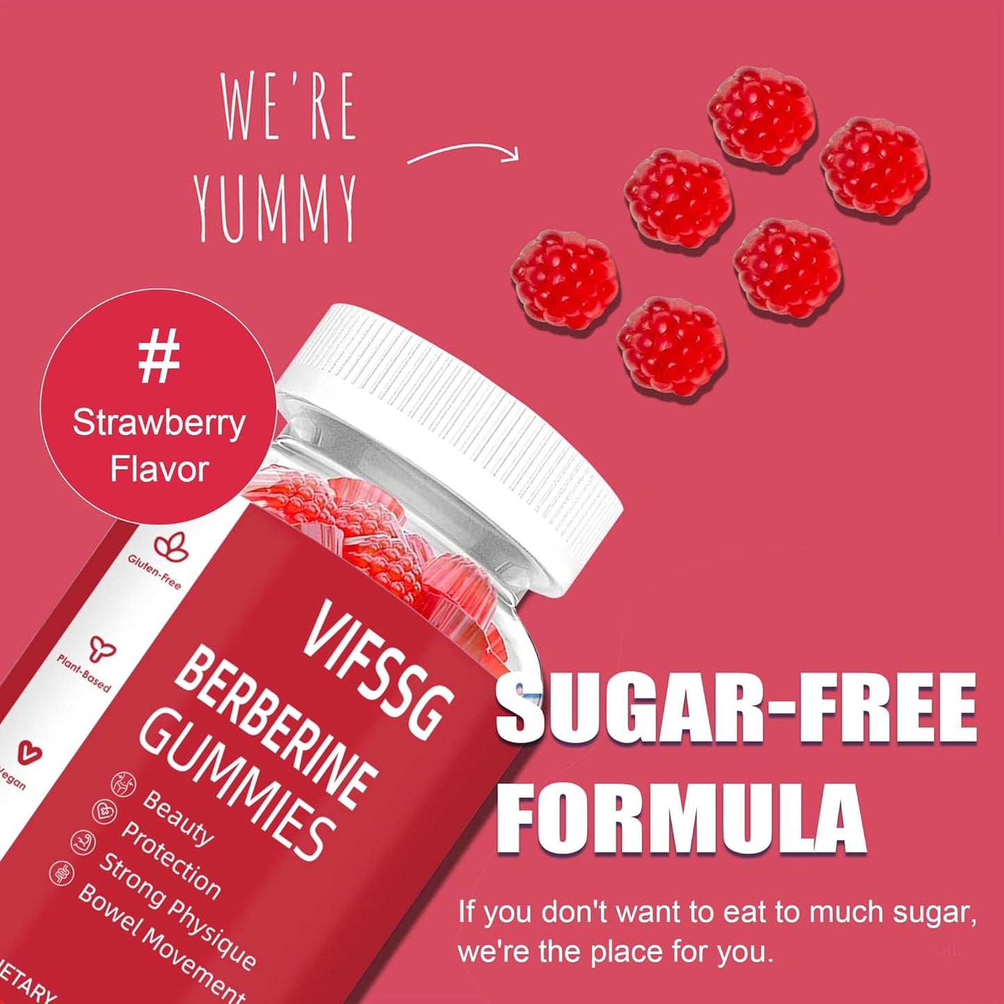 High Potency Sugar-Free Berberine and Ceylon Cinnamon Gummies with Magnesium and Sea Moss - 60 Gummies