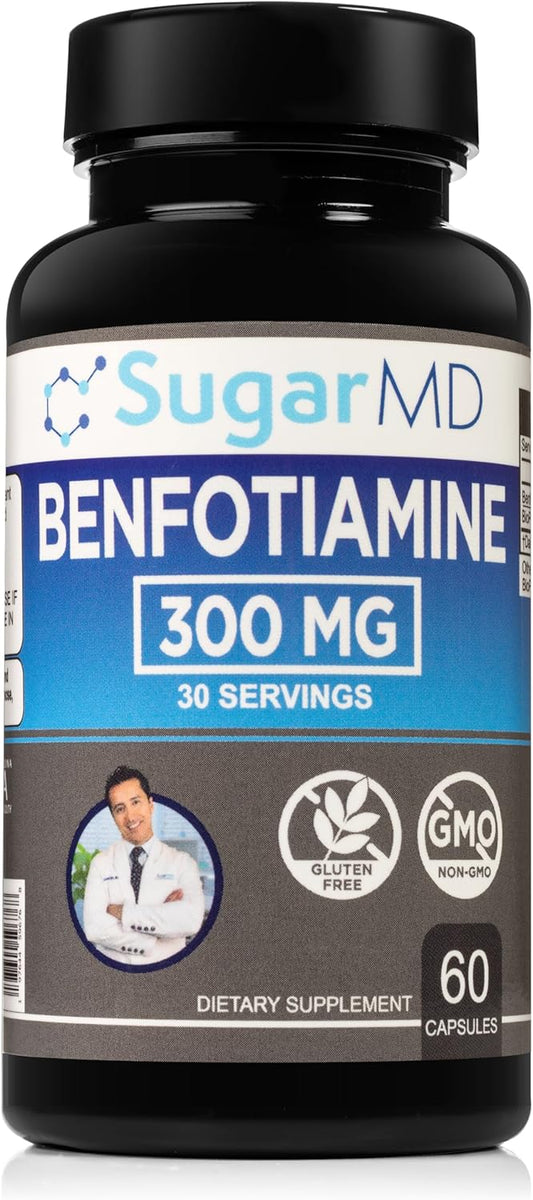 High Potency SugarMD Benfotiamine Capsules - 300 MG Supplement for Blood Sugar Support