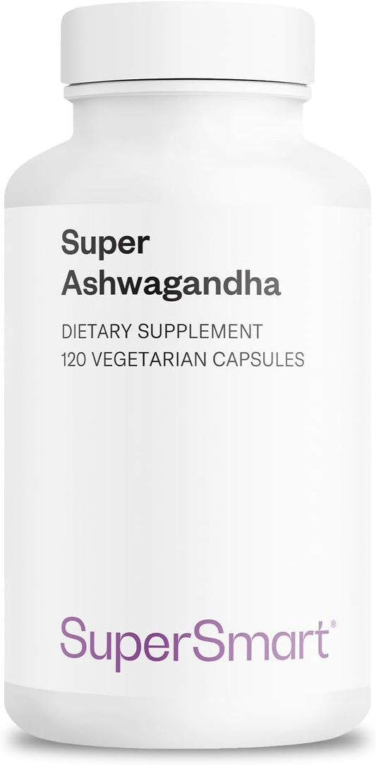 High Potency Supersmart Ashwagandha Capsules - 600mg (Patented) KSM-66, 5% Withanolides - Non-GMO & Gluten Free - 120 Veg Caps