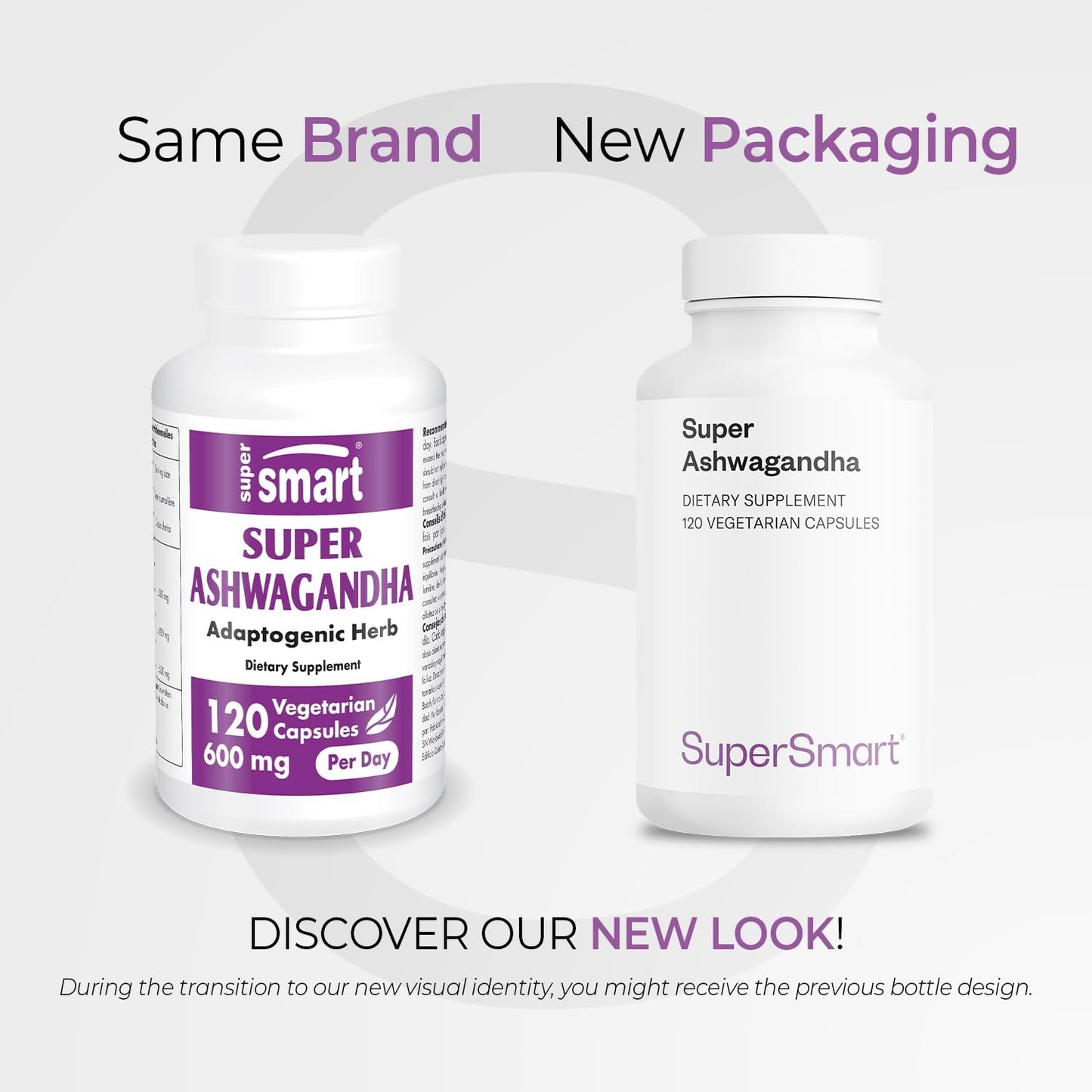 High Potency Supersmart Ashwagandha Capsules - 600mg (Patented) KSM-66, 5% Withanolides - Non-GMO & Gluten Free - 120 Veg Caps