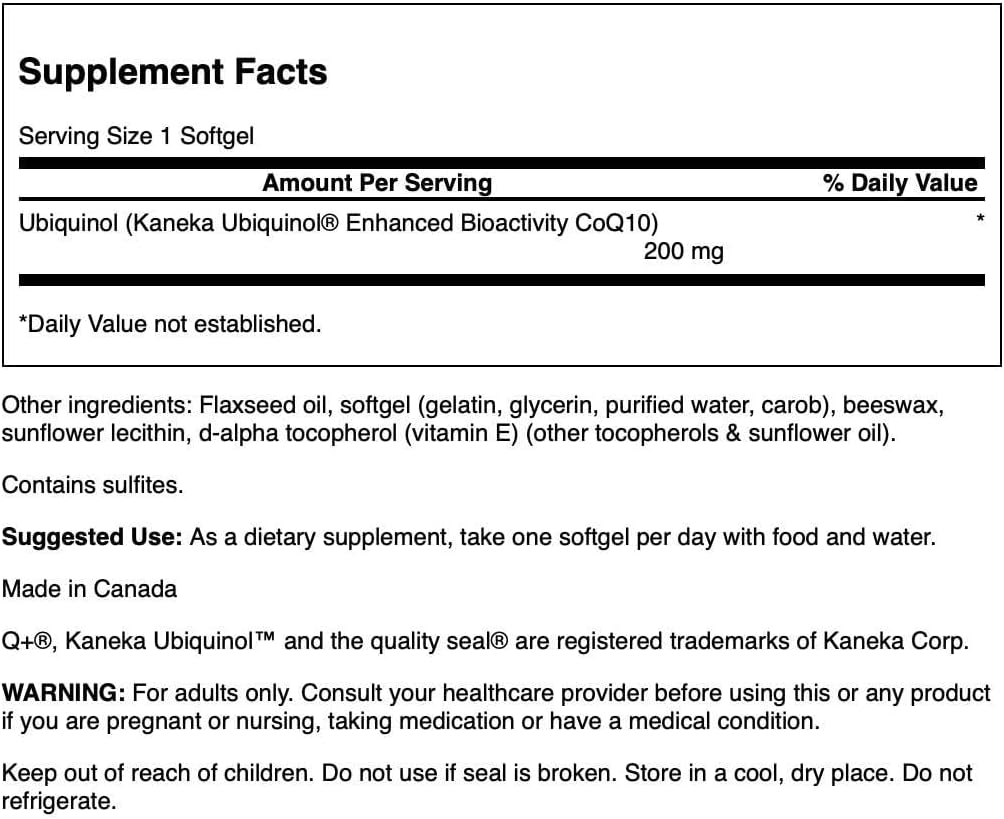 High Potency Swanson Ubiquinol 200mg Softgels - 30 Count