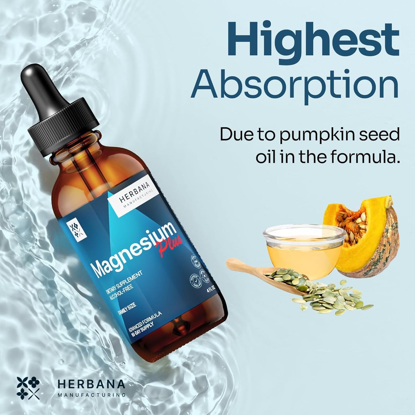 High Potency Triple Complex Magnesium Liquid Drops with Vitamins - 4 oz Family Size - 90-Day Supply - Advanced Absorption Formula