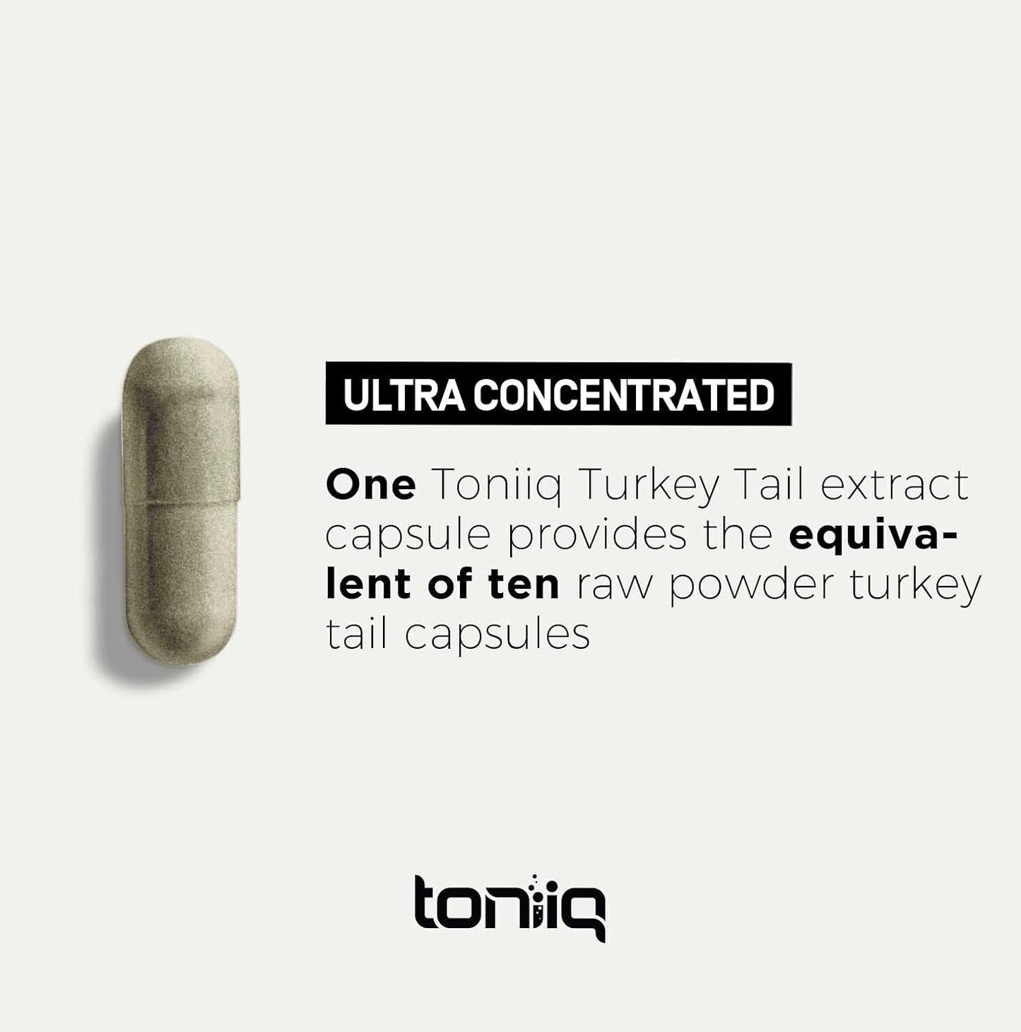 High Potency Turkey Tail Mushroom Capsules - 10:1 Extract with 30% Beta Glucans - Third-Party Tested - 120 Capsules