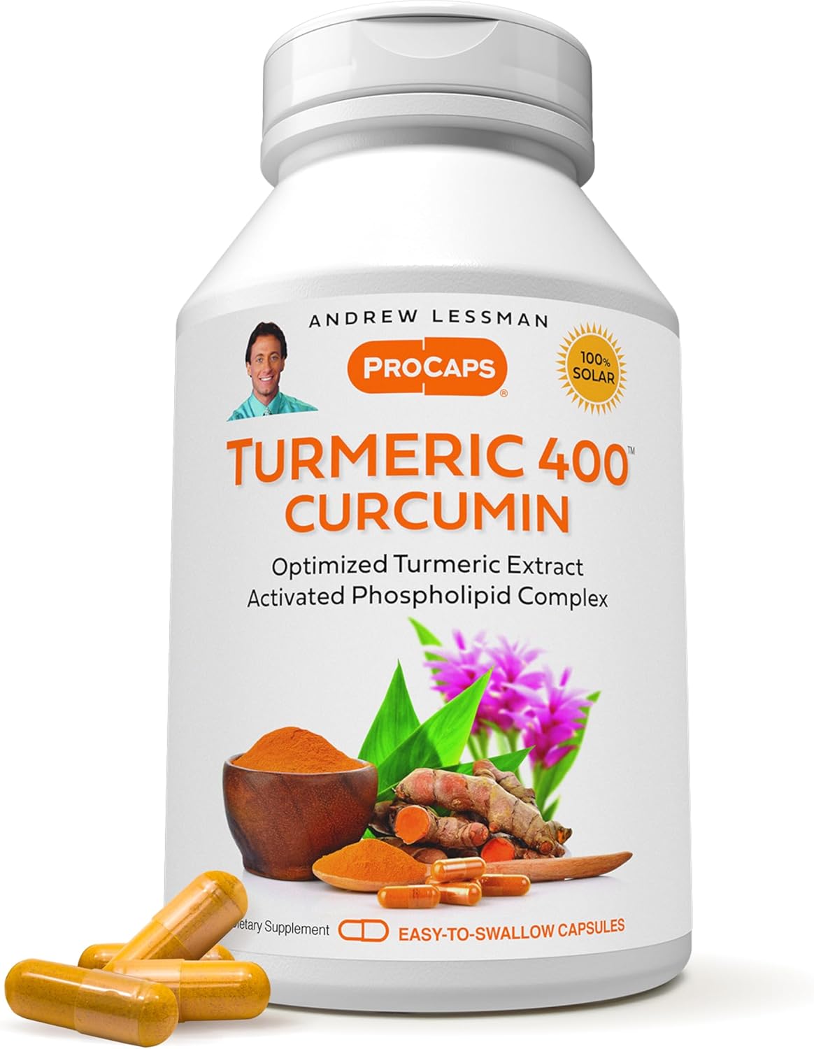 High Potency Turmeric Capsules with 95% Curcuminoids - Enhanced Absorption, 240 Count Easy Swallow Pills by ANDREW LESSMAN