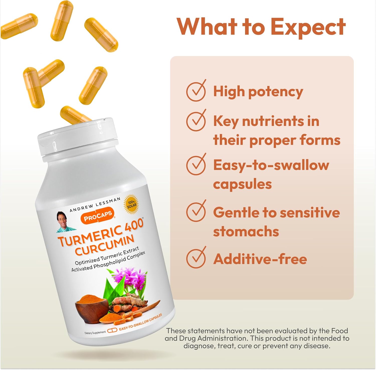 High Potency Turmeric Capsules with 95% Curcuminoids - Enhanced Absorption, 240 Count Easy Swallow Pills by ANDREW LESSMAN