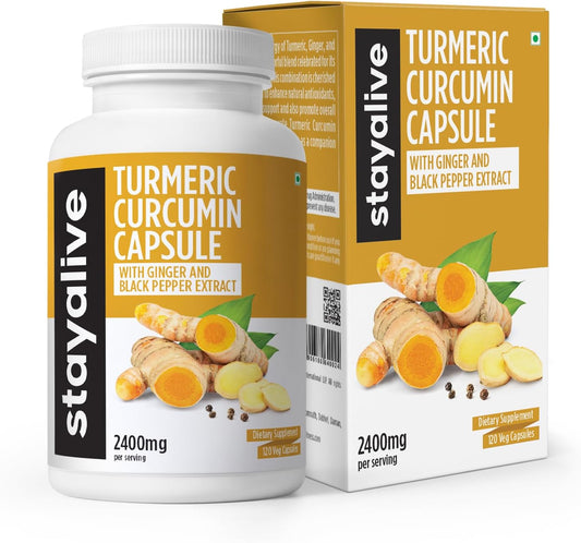 High Potency Turmeric Capsules with Ginger & Black Pepper - 2400mg, 95% Curcuminoids, 120 Capsules for Immunity, Skin & Joint Health - BoostGo Australia