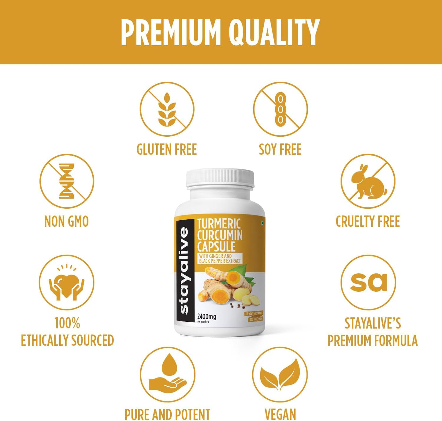 High Potency Turmeric Capsules with Ginger & Black Pepper - 2400mg, 95% Curcuminoids, 120 Capsules for Immunity, Skin & Joint Health - BoostGo Australia