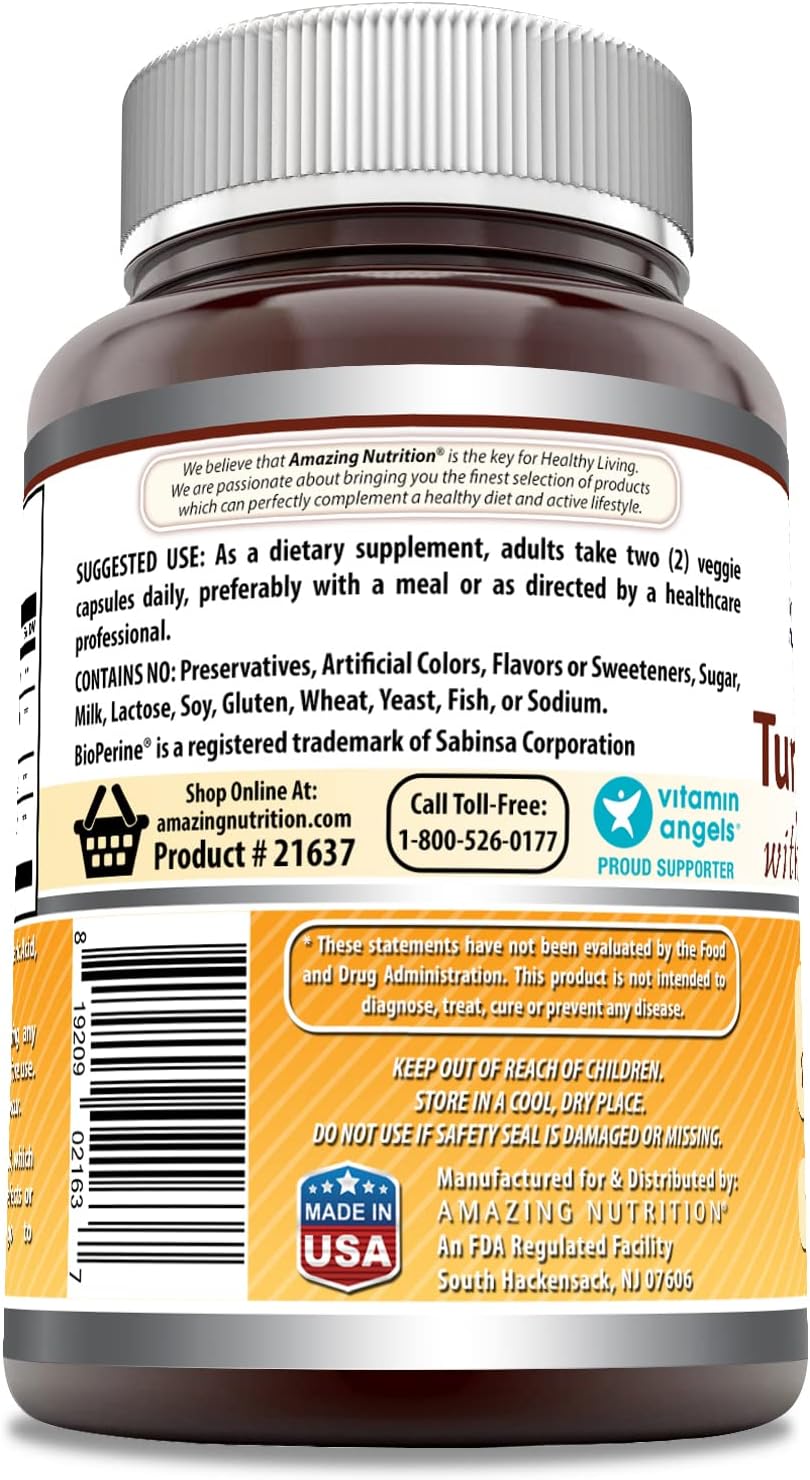 High Potency Turmeric Curcumin & Ginger Supplement with BioPerine | 1500 mg Per Serving | 180 Veggie Capsules | Non-GMO & Gluten Free | Made in USA | Vegetarian Friendly - BoostGo Australia
