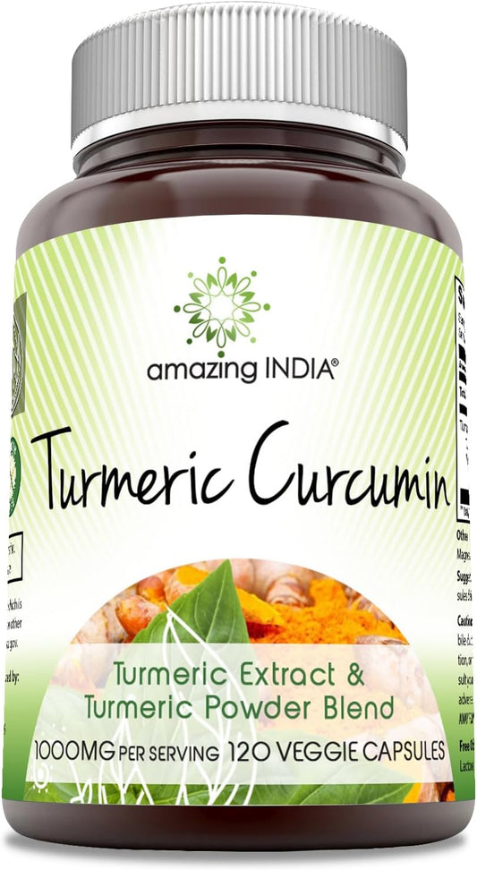 High Potency Turmeric Curcumin Supplement | 1000 Mg Per Serving | 120 Veggie Capsules | Non-GMO & Gluten Free | Made in USA