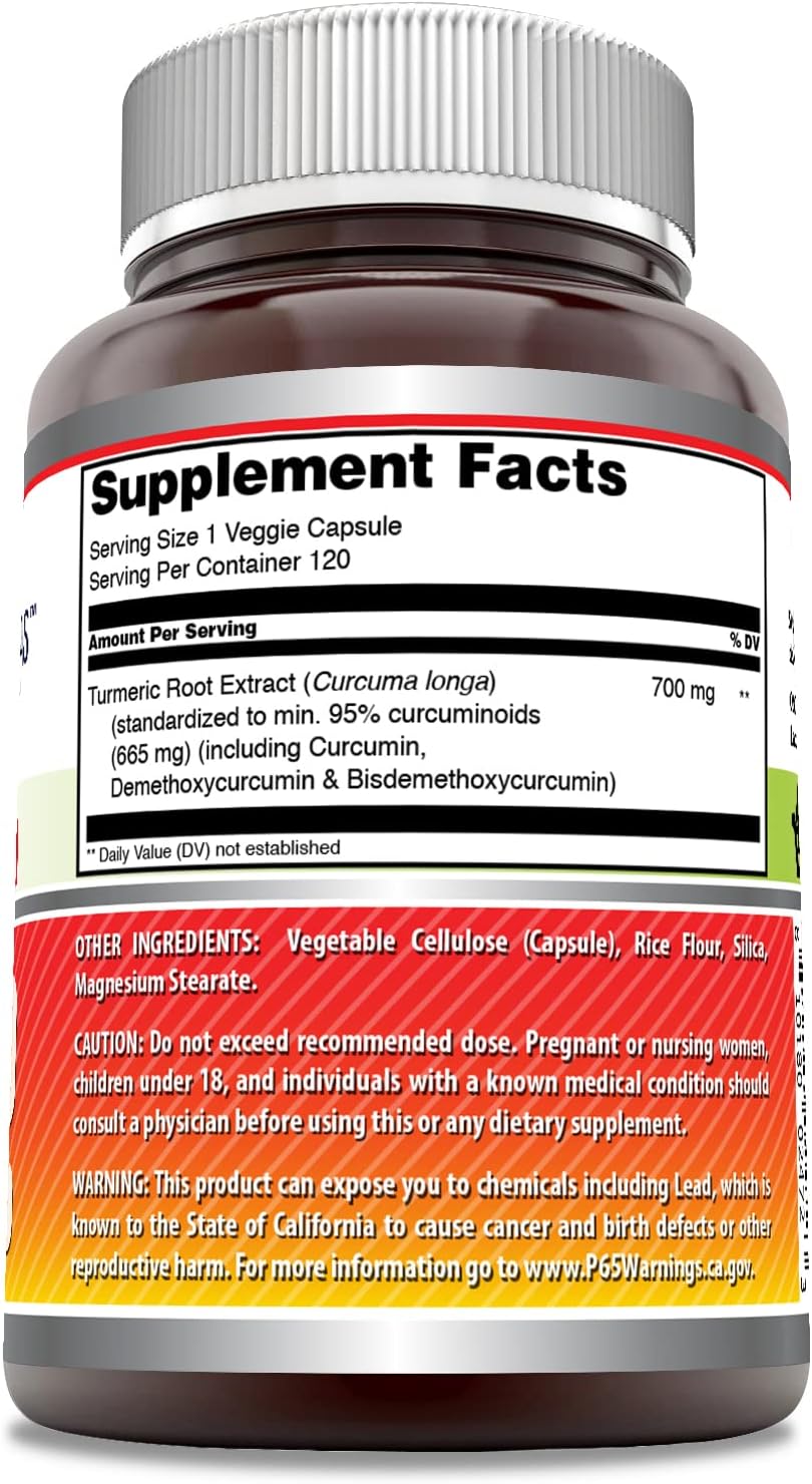 High Potency Turmeric Curcumin Supplement | 700mg | 120 Veg Caps | Non-GMO & Gluten Free | USA Made - BoostGo Australia