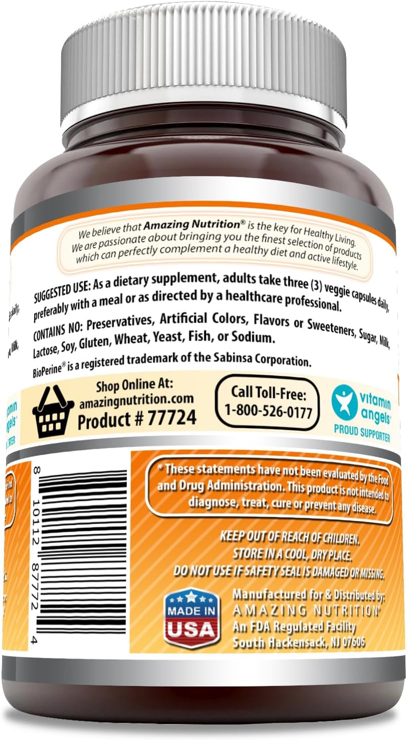 High Potency Turmeric Curcumin Supplement with Bioperine | 3000 mg Per Serving | 90 Veggie Capsules | Non-GMO & Gluten Free