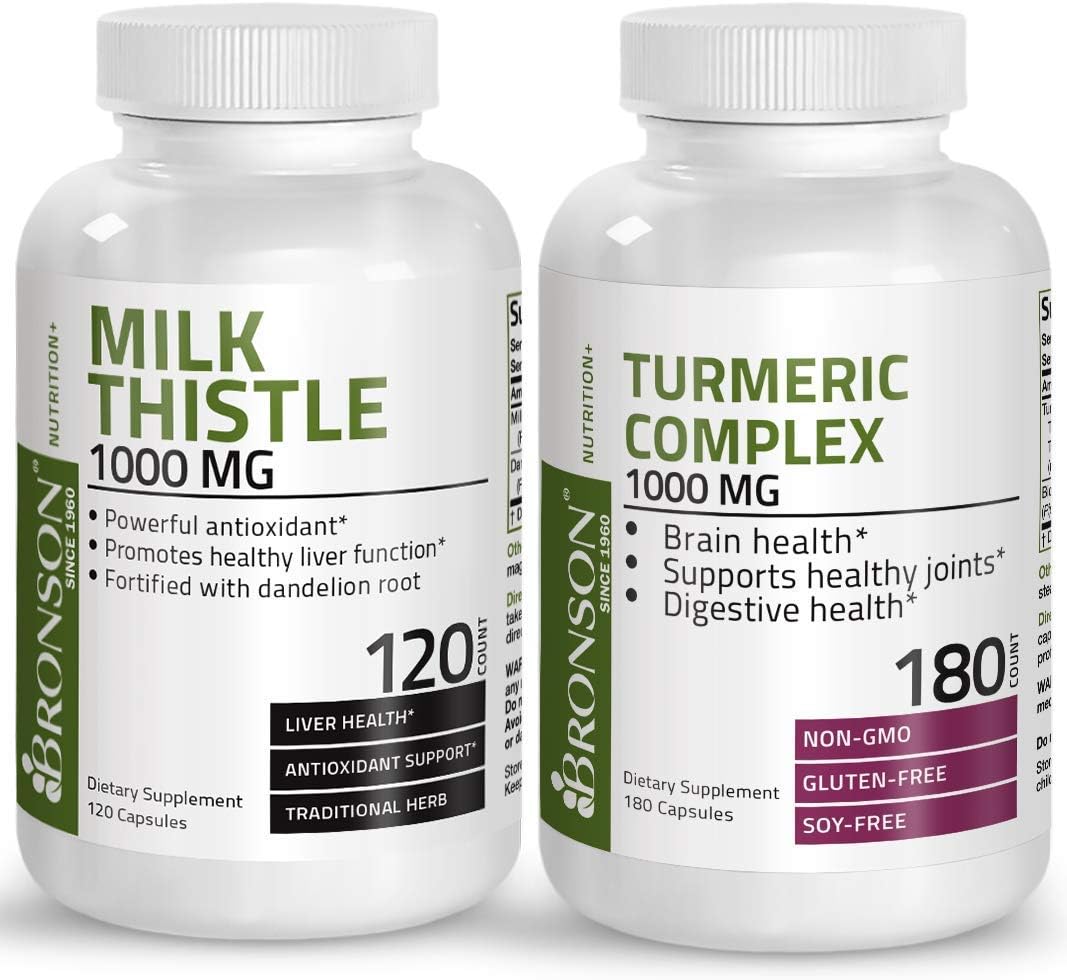 High Potency Turmeric Curcumin with BioPerine for Joint Support + Milk Thistle, Silymarin, Marianum & Dandelion Root - 1000mg