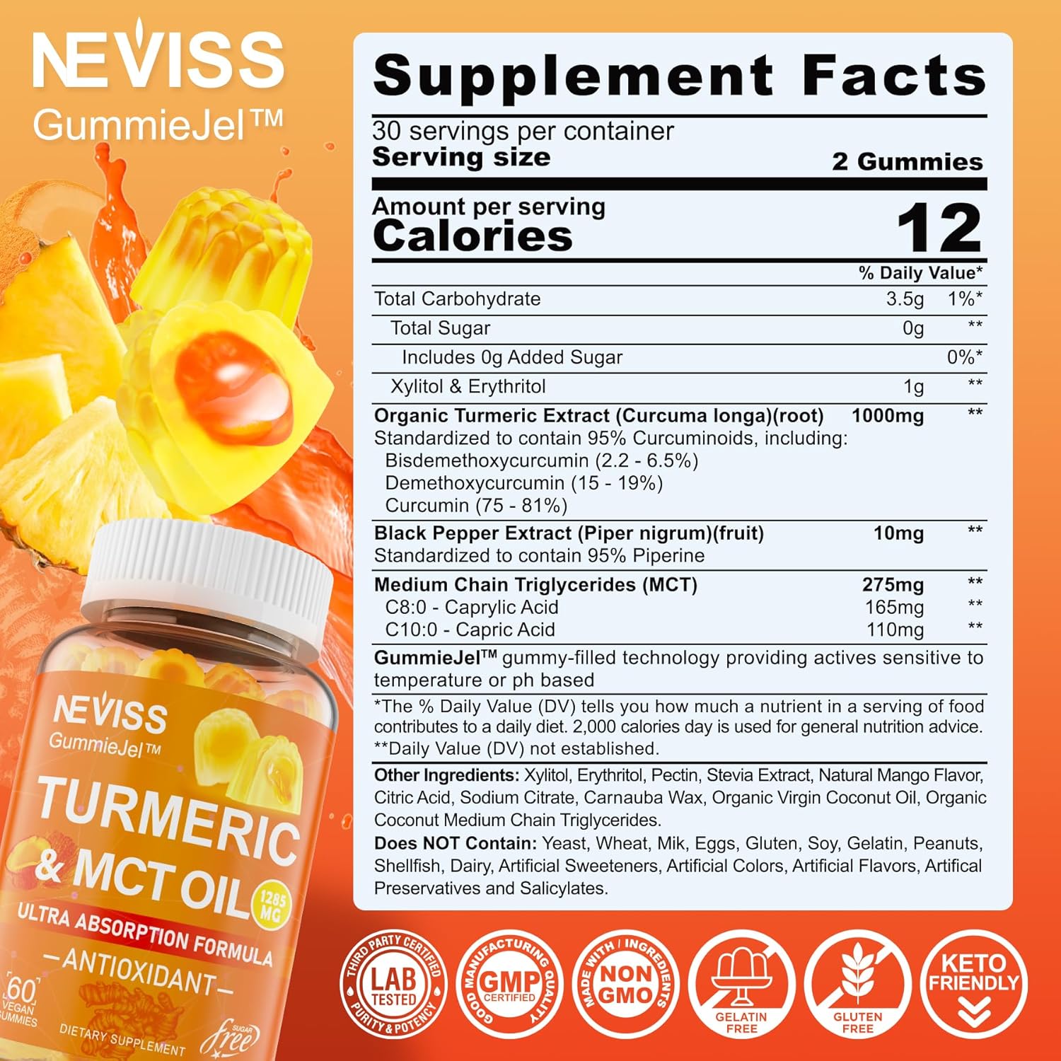 High Potency Turmeric Gummies with Zinc and Copper - 1000mg Formula