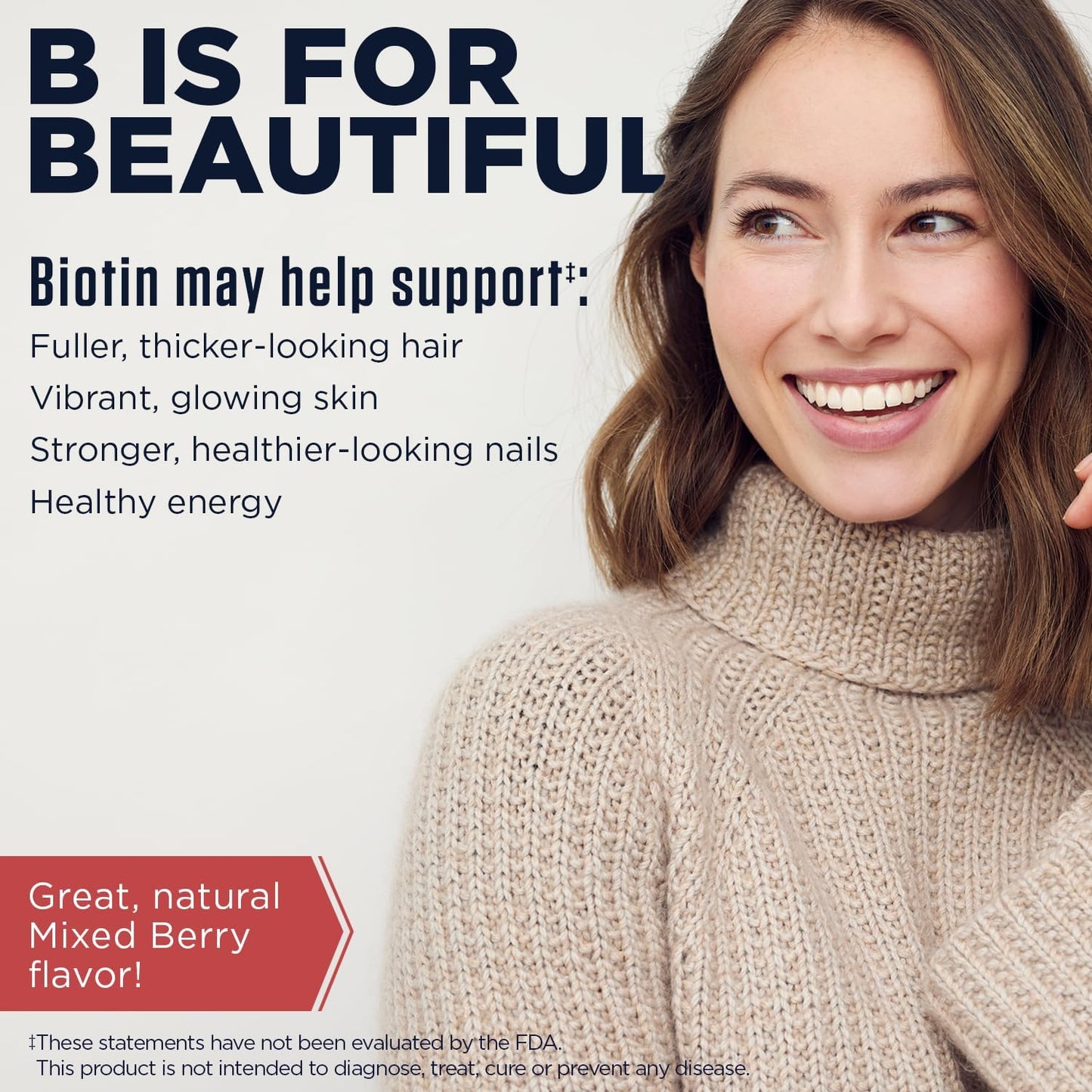 High Potency Ultra Biotin 10000mcg ActivMelt for Hair Growth, Skin & Nails - Vegetarian Mixed Berry Flavor - 60 Servings